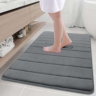 Buganda Memory Foam Bath Mat, 2'8" x 3'4"(32" x 40"), Ultra Soft and Non-Slip Bathroom Rugs, Water Absorbent and Machine Washable Bath Rug Runner for Bathroom, Shower, and Tub, Grey