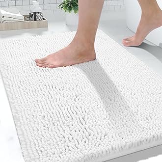 Microfiber Luxury Chenille Bath Rug Mat, Soft Shaggy Bathroom Rugs, Super Absorbent and Thick Durable, Non-Slip, Machine Washable, Bath Mats for Bathroom, 32x20,Bright White