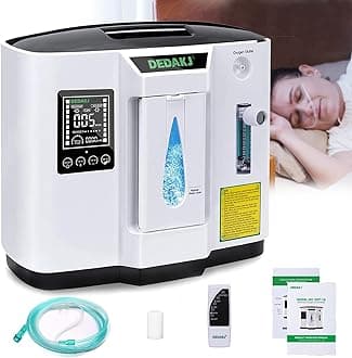 DEDAKJ Oxygen Machine, 1-7l / Min Oxygen Machine, Accumulated Time Adjustment for Home and Travel, Time Control/Wireless Remote Control（1A）