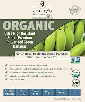 84 Servings | Jonnys Good Nature Organic Ultra High Resistant Starch Premium Green Banana Flour | On Average [10x's] More Prebiotic Fiber Than Any Other Organic Green Banana Flour On The Market | 100% Natural Organic Prebiotic Resistant Starch Superfood