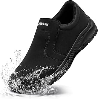 LARN SAFETY Men Work Shoes Non Slip Waterproof Kitchen Chef Food Service Shoe Restaurant Hospital, Black, 9