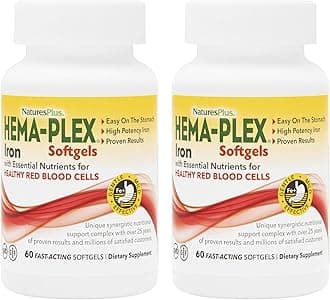 Hema-Plex Iron - 60 Fast-Acting Softgels - 2 Pack - 85 mg Iron + Vitamin C & Bioflavonoids for Healthy Red Blood Cells - Vegan, Gluten Free - 40 Total Servings