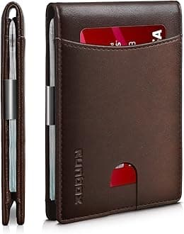 RUNBOX Money Clip Slim Wallets for Men RFID Blocking 11 Card Holder Minimalist Small Leather Bifold Men's Front Pocket Wallet Gift Box