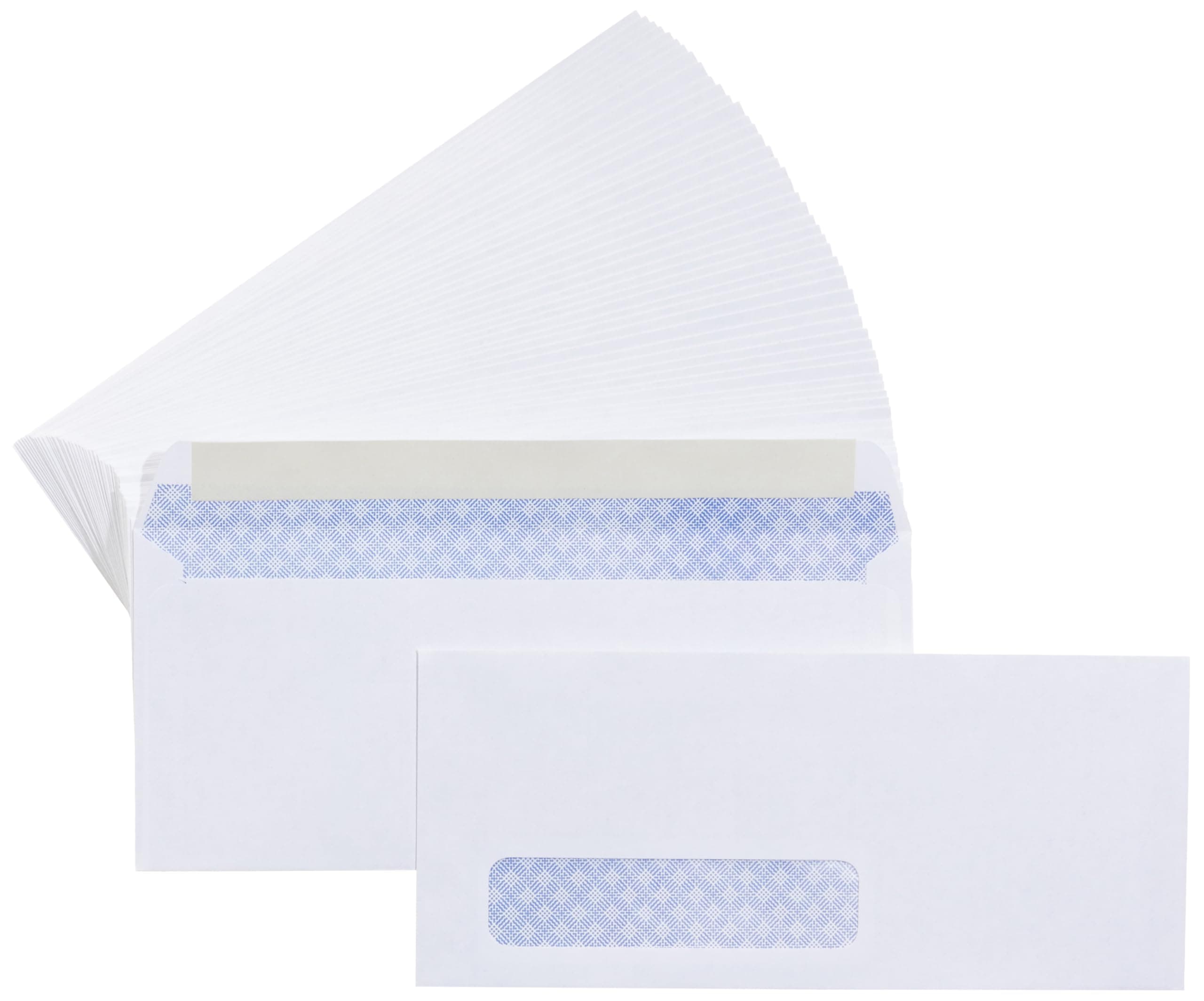 Amazon Basics #10 Security-Tinted Self-Seal Business Envelopes with Left Window for Invoices and Documents, White, 500-Pack
