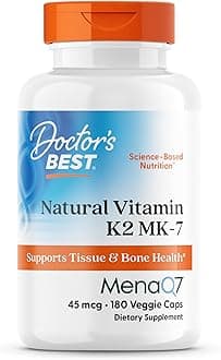 Doctor's Best Natural Vitamin K2 MenaQ7 Capsules, 180 Count