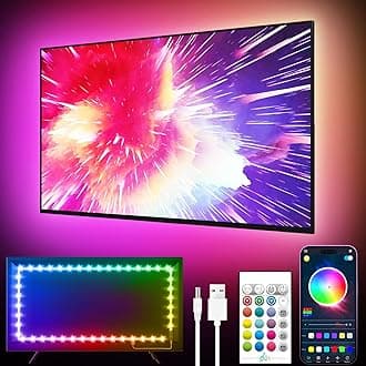 GIPOYENT LED TV Lights 12.5ft LED Backlight for 40-75 inch TV Music Sync with Bluetooth Function RGB Color Changing Strip Lights for Bedroom