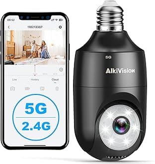 2K Light Bulb Security Cameras - 5GHz/2.4GHz Dual Bands 360° Motion Detection Cameras for Home Security, Full-Color Night Vision, Auto Tracking, Siren Alarm, 24/7 Recording