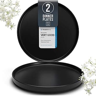 Dinner Plates Set of 2, 10.2" Stoneware Plates, Stylish Dinner Plates, Stoneware Plates Ceramic, Dishwasher and Microwave Safe Matte Black Ceramic Plates, Ceramic Plate Set