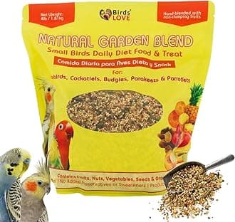 Birds LOVE All Natural Garden Blend Bird Food for Small Birds - Lovebirds, Cockatiels, Parakeets and Parrotlets 4lb