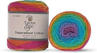 Yarn Bee 3 Light Cotton Yarn - 335 Yards for Crocheting & Knitting Crafts - Soft Skein for Blankets, Hats & More, Sprinkles On Top