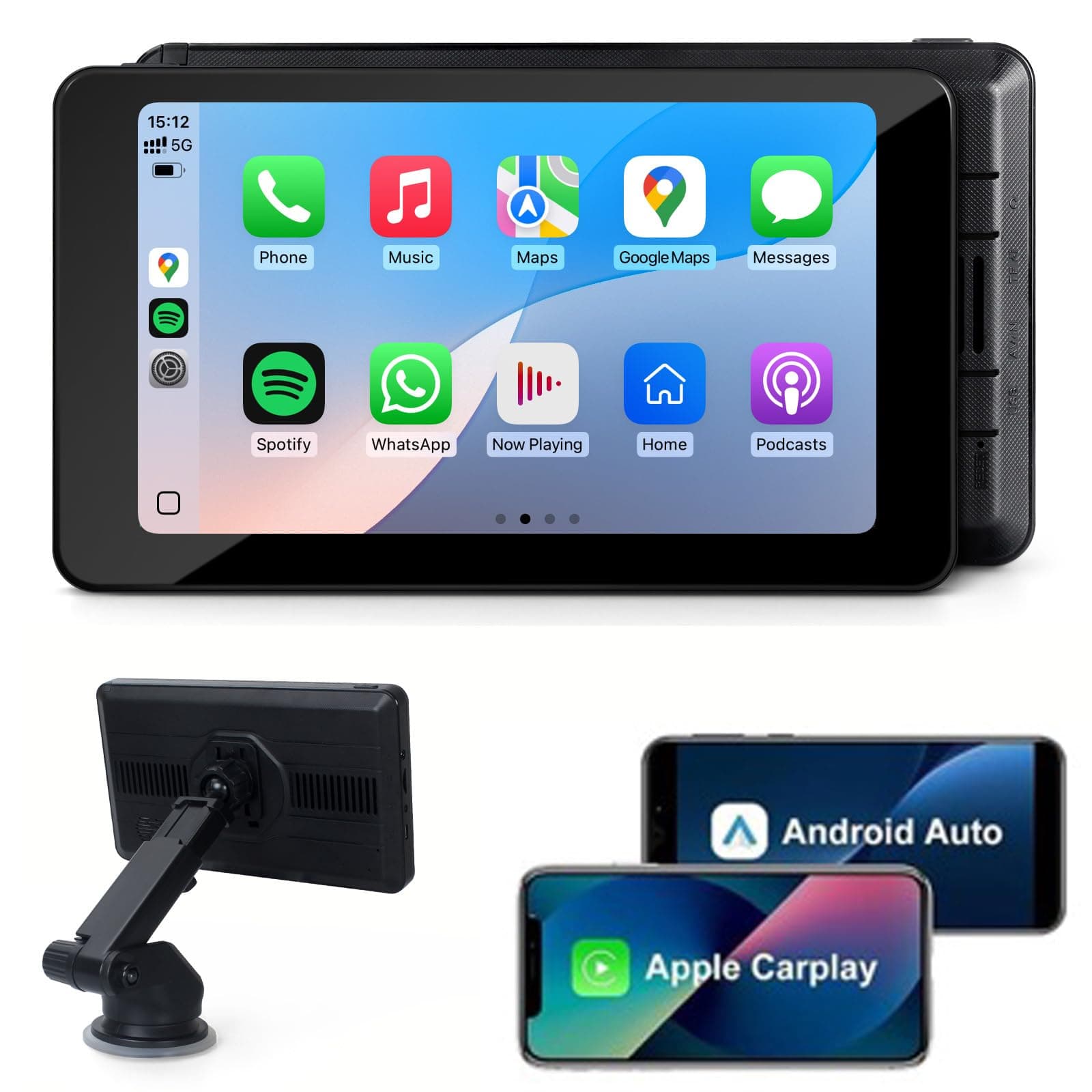 - Wireless Car Stereo Compatable with Apple CarPlay and Android Auto, 7-inch Touch Screen in Car FM Transmission, with 5.0 Bluetooth Hands-Free/Mirrored Projection/Portable Car Stereo for All Vehicles