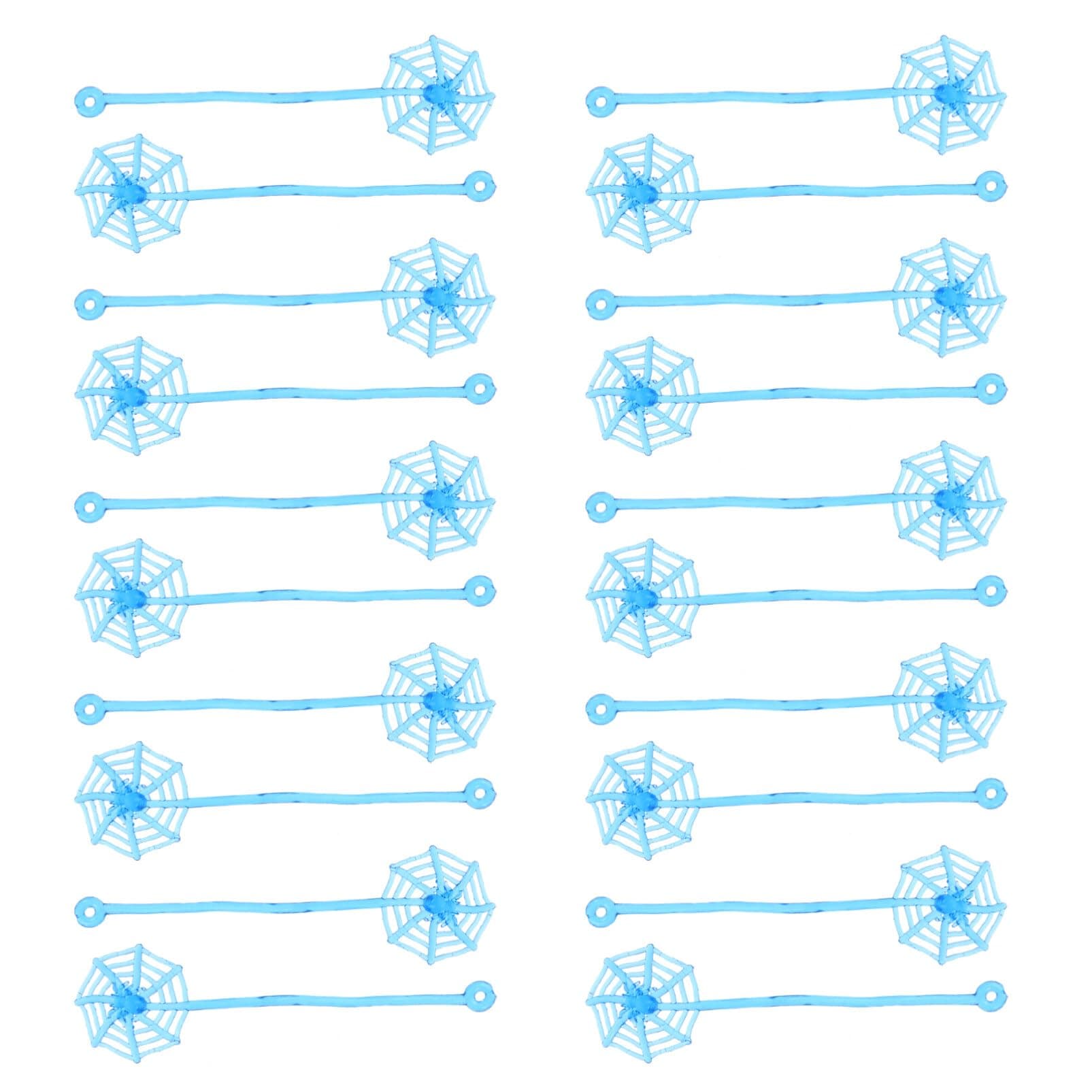 MAGICLULU 20pcs Sticky Hand Held Spider Web Mini Elastic Spider Web Extendable Elastic Spider Web for Halloween Decoration Gifts (Blue)