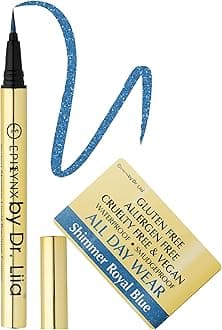 Liquid Eyeliner - Hypoallergenic Eyeliner with Fine Brush Tip, Long-Lasting Waterproof Eye Liner - Cruelty-Free, Vegan, Hypoallergenic, Gluten-Free, Smooth Liquid Eye Liner, Shimmer Royal Blue 2mL