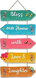 Artvibes Home Quotes Decorative Wall Art MDF Wooden Wall Hanger for Livingroom | Bedroom | Gifts | Wall Hangings for Home Decoration | Modern Decor Items | Art Painting (WH_7303N), Set of 5