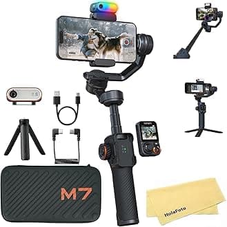 iSteady M7 AI Tracking Gimbal Stabilizer for iPhone Android Smartphone,3-Axis Phone Gimbal with Fill Light and 1.4" Detachable Touchscreen Remote Control for YouTube TikTok Vlogging Travel