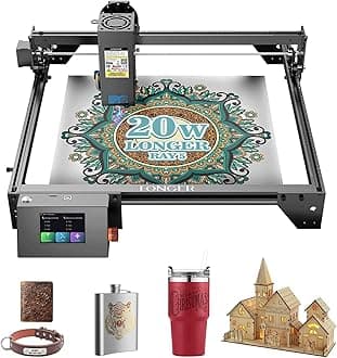 LONGER RAY5 20W Higher Accuracy Laser Engraver and Cutter, 130W Laser Engraving Cutting Machine can Cut 0.05mm Metal and Engrave Hundreds of Colors On Metal Steel 3.5"Touch Screen for DIY