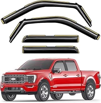 in-Channel Window Rain Guards Fit for Truck Ford F150 2021-2026 SuperCrew Extra Durable Window Visors Window Deflectors Vent Visors Vent Shades Car Accessories-4 pcs 2-Q11-Gai
