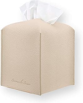 Premium PU Leather Tissue Box Holder - Elegant Hotel-Style Tissue Box Cover for Home, Office & Car Décor, Tissues Cube Organizer for a Natural & Classic Look (Beige)