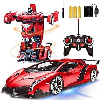 - Remote Control Car - Transform Robot Toys for Boys Teens, Rechargeable RC Car with Lights, 2.4Ghz RC Car 1:18 Rechargeable 360° Rotating Race Transform Car Birthday Christmas Gifts for Kids