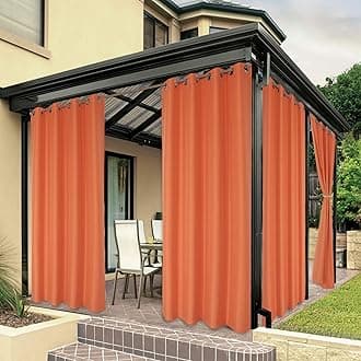 BONZER Waterproof Curtains Indoor Outdoor Thick Privacy Curtains with Grommet for Bedroom Living Room Porch Pergola 1 Piece 84 x 84 Inch Mecca Orange