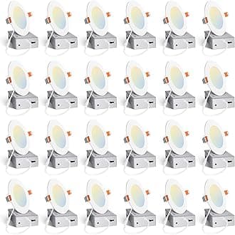 Amico 24 Pack 4 Inch 5CCT Ultra-Thin LED Recessed Ceiling Light with Junction Box, 2700K/3000K/3500K/4000K/5000K Selectable, 10W Eqv 60W, Dimmable Can Light, 800LM High Brightness Downlight - ETL&FCC