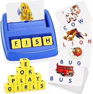 SAITCPRY Learning Toys for Kids Educational Toys Flash Cards Matching Letter Game Kid Games Toys for 3-8 Year Old Boys Girls Birthday Halloween(Blue)