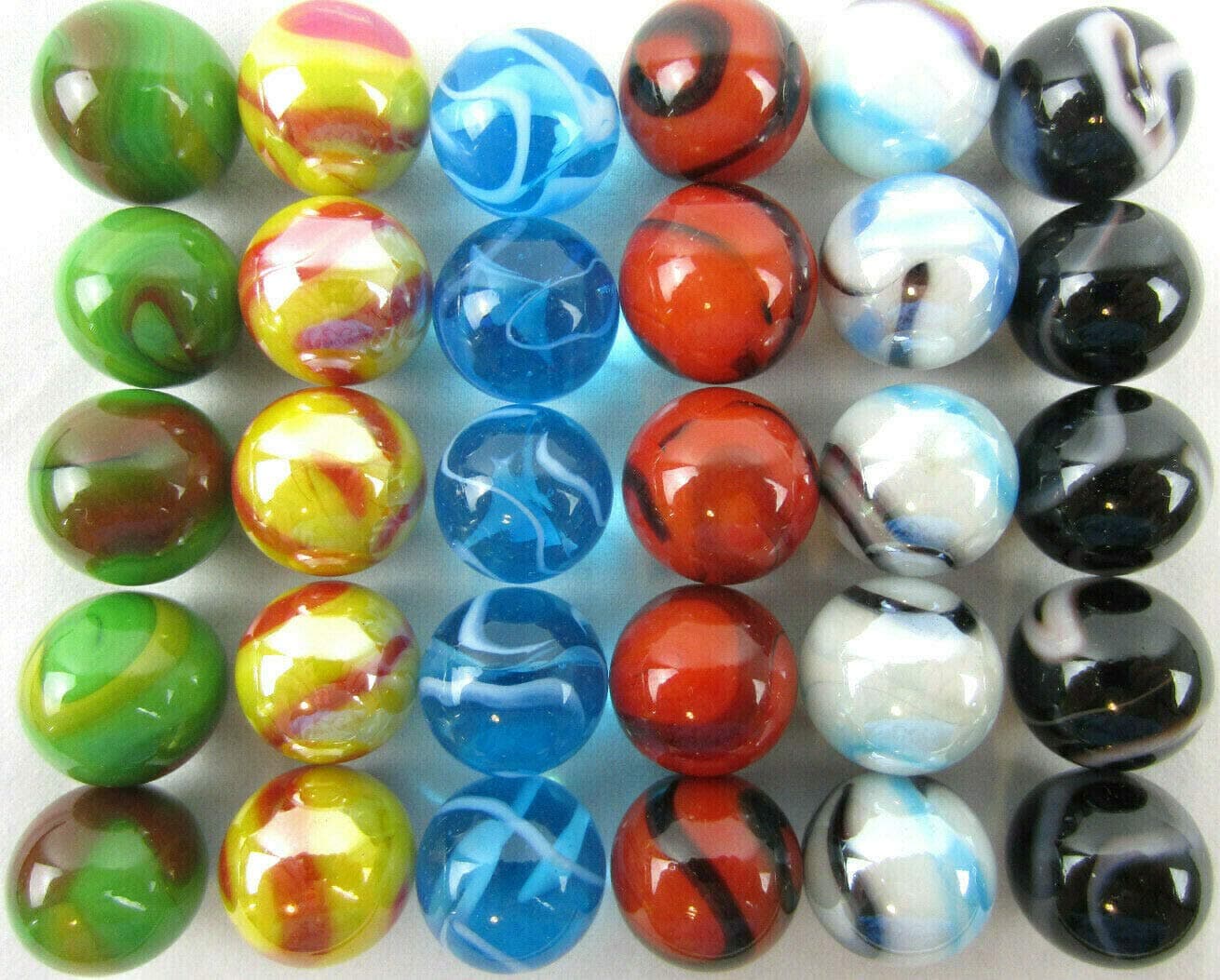 Big Game Toys 30 Deluxe Replacement Marbles (With Drawstring Storage Bag) Solid Glass Aggravation Wahoo Dirty Marbles Chinese Checker Game 16Mm (5/8")