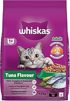 - Whiskas Adult (1+ Years) Dry Cat Food, Tuna Flavour, 1.2 kg, Contains 41 Essential Nutrients, Complete & Balanced Nutrition for Adult Cats