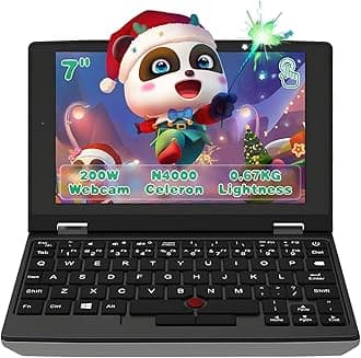 SZHUAGO All Metal 7'' Touch Screen Ultra-Light Mini Laptop, 12GB DDR4,Intel Celeron N4000(up to 2.5GHz),Windows 11Pro, WiFi, USB3.0, MiniHDMI,Webcam,TF Card (12+512G SSD)