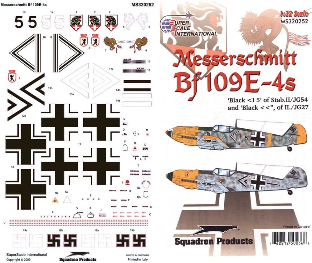Messerschmitt BF 109E-4S Decals