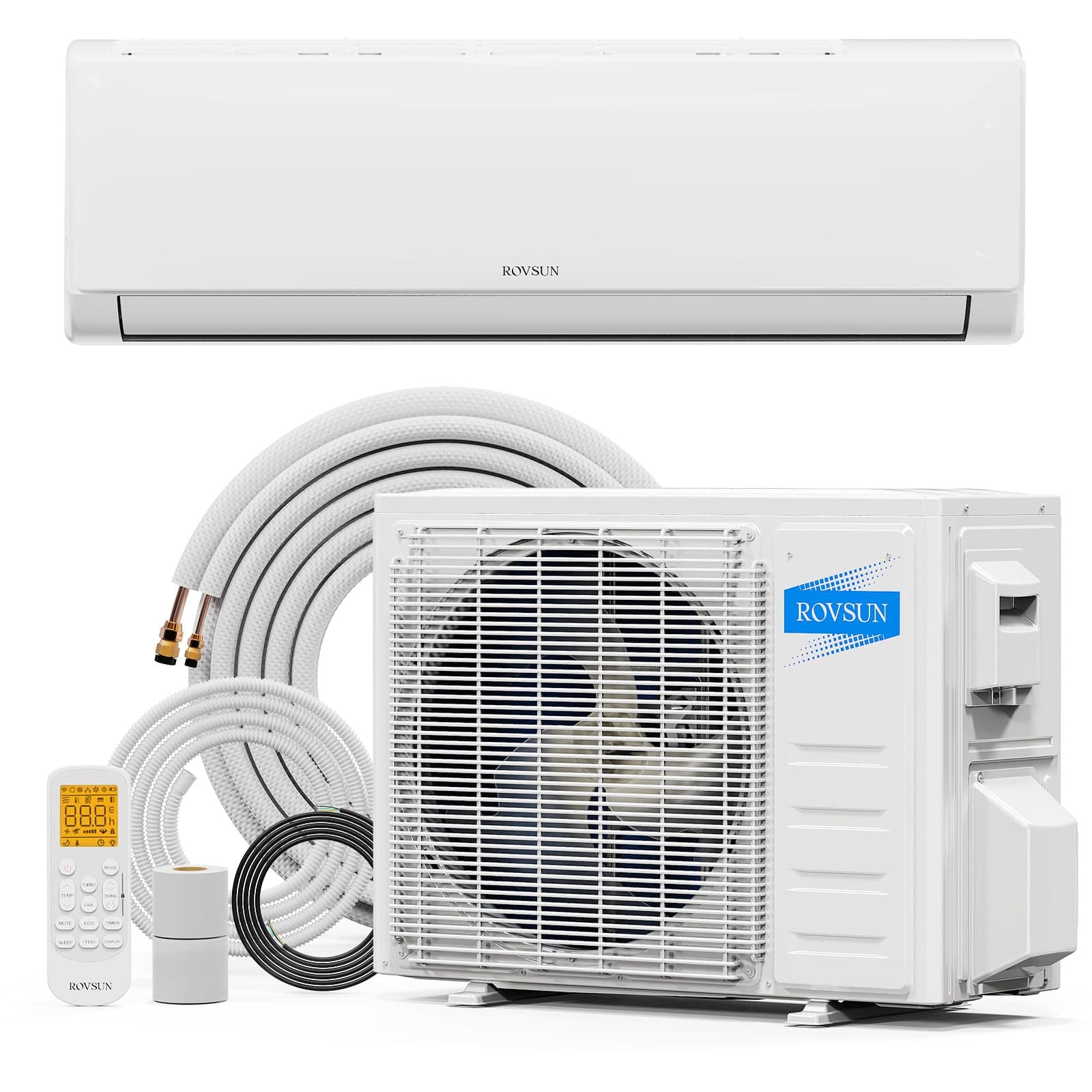 ROVSUN 12000 BTU Mini Split AC/Heating System with Inverter, 21 SEER2 Energy Saving 230V Ductless Split-System Air Conditioner with Pre-Charged Condenser, Heat Pump, Remote Control & Installation Kit