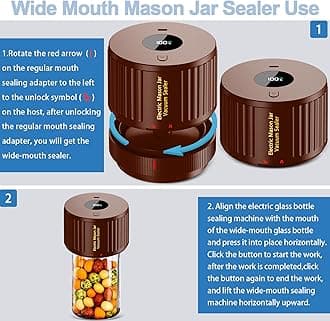 Electric Mason Jar Vacuum Sealer Kit for Wide Mouth and Regular Mouth Mason Jar - Brown