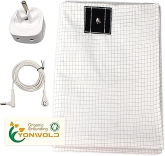 Organic Grounding Sheet 10% Silver Full/Double for Bed Sleeping Therapy with Safest Ground Adapter and Connection Cord 54X75 INCH
