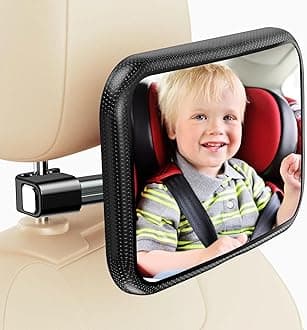 Baby Car Mirror for Rear Facing Seat - Clear View, Upgraded Hook Clip Design, 360 Rotation, Wide Crystal View, Shatterproof Crash Tested and Certified
