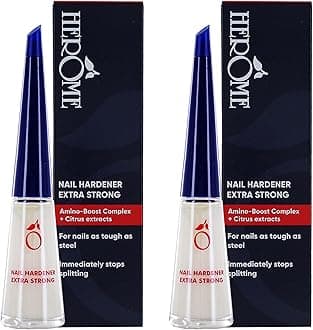 Herome - 2x Pack Nail Strengthener Extra Strong, 10ml | Nail Growth Treatment for Weak and Brittle Nails, Hardening Nail Polish, Nail Repair Must-Have