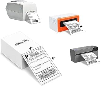 4x6 Thermal Labels, MakerKing White Mailing Fanfold Postage Direct Thermal Printer Shipping Label (500 4x6 Fanfold Labels), Compatible with Rollo, MUNBYN, iDPRT, Polono, Zebra Thermal Label Printer