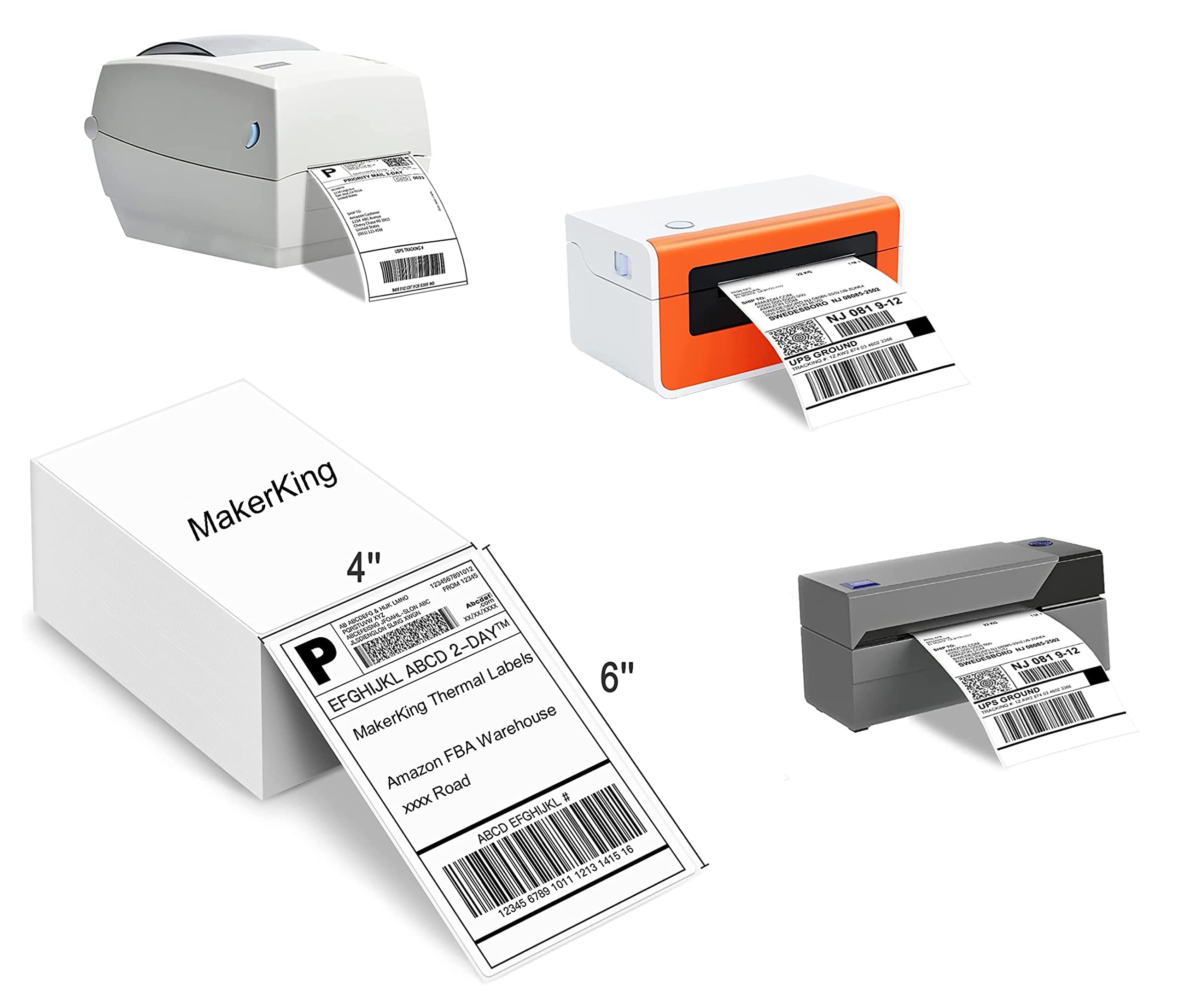 Thermal Labels 4x6, MakerKing Direct Thermal Printer Shipping Label (2000 4x6 Fan-Fold Labels), Commercial Grade Fanfold Postage Label Compatible with Rollo, MUNBYN, iDPRT, Zebra Thermal Label Printer