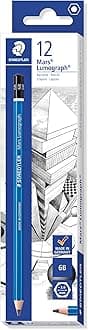 STAEDTLER Mars Lumograph 6B Graphite Art Drawing Pencil, Soft, Break-Resistant Bonded Lead, 12 Pack, 100-6B, Grey