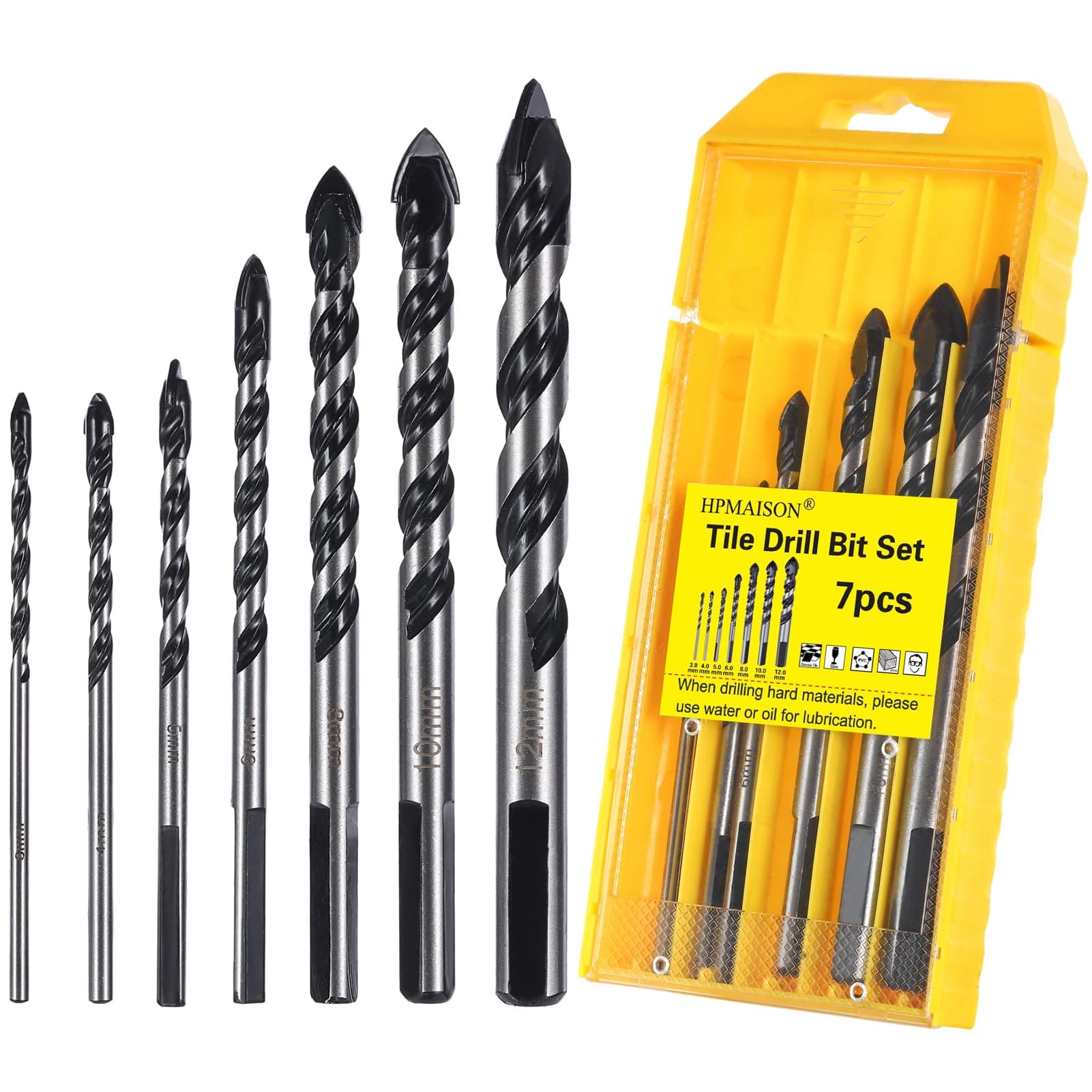 7pcs Tungsten Carbide Tip Tile Drill Bits Set