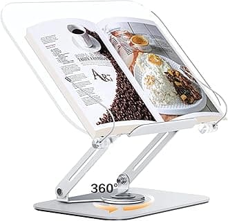Sunchhaya Acrylic Book Stand for Reading, Writing, Painting and Used As Laptop Stand for Desk, 360 Degree Rotatable Acrylic Book Reading Stand Adjustable Height-Angle (R15)
