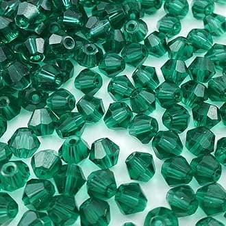 200pcs Bicone Crystal Beads 6mm Crystal Glass Faceted Beads for Necklace Bracelet Earrings DIY Jewelry Crafts Making Supplies(Peacock Green)