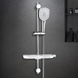 Görbach Wall Mounted Shower Rail - 70 cm Stainless Steel With 3-Jet Head and Doors - Adjustable Support - Unit Without Mixer Tap or Handrails (HB1210CP)