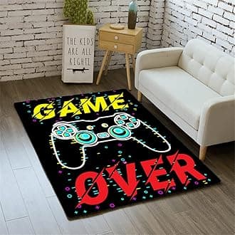 Morbuy 3D Game Print Rugs Modern Carpets Living Room Rug, Extra Large Size Soft Short Medium Pile Rugs Anti Slip Washable Floor Mats for Bedroom Kids Room Decor (black,80x160cm)