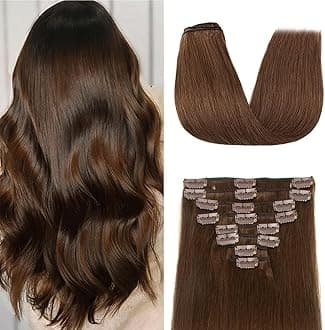 Medium Brown Clip in Hair Extensions Real Hair Extensions 18 Inch Clip in Human Hair for Women Invisible Straight Seamless Clip ins Extensions Human Hair 8pcs Double Weft 70g (#4, 18 Inch)