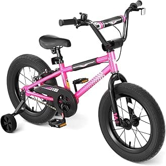 KORIMEFA Toddler Kids BMX Style Bike with Traning Wheels, 12 14 16 inch Bicycle for 2-7 Ages Boys Grils, Coaster Brake, Bike Learning, Rider Height 29-46 inch