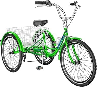 MOONCOOL Adult Tricycles 3 Wheel 7 Speed Trikes, 20/24/26 inch Adult Trikes 3 Wheeled Bike with Basket for Seniors, Women, Men.