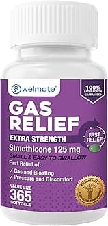 WELMATE Simethicone 125 mg Gas Relief Softgels (365 Count) - Extra Strength Antigas for Bloating, Pressure and Discomfort - Fast-Acting Anti Gas Pills for Adults - Easy to Swallow