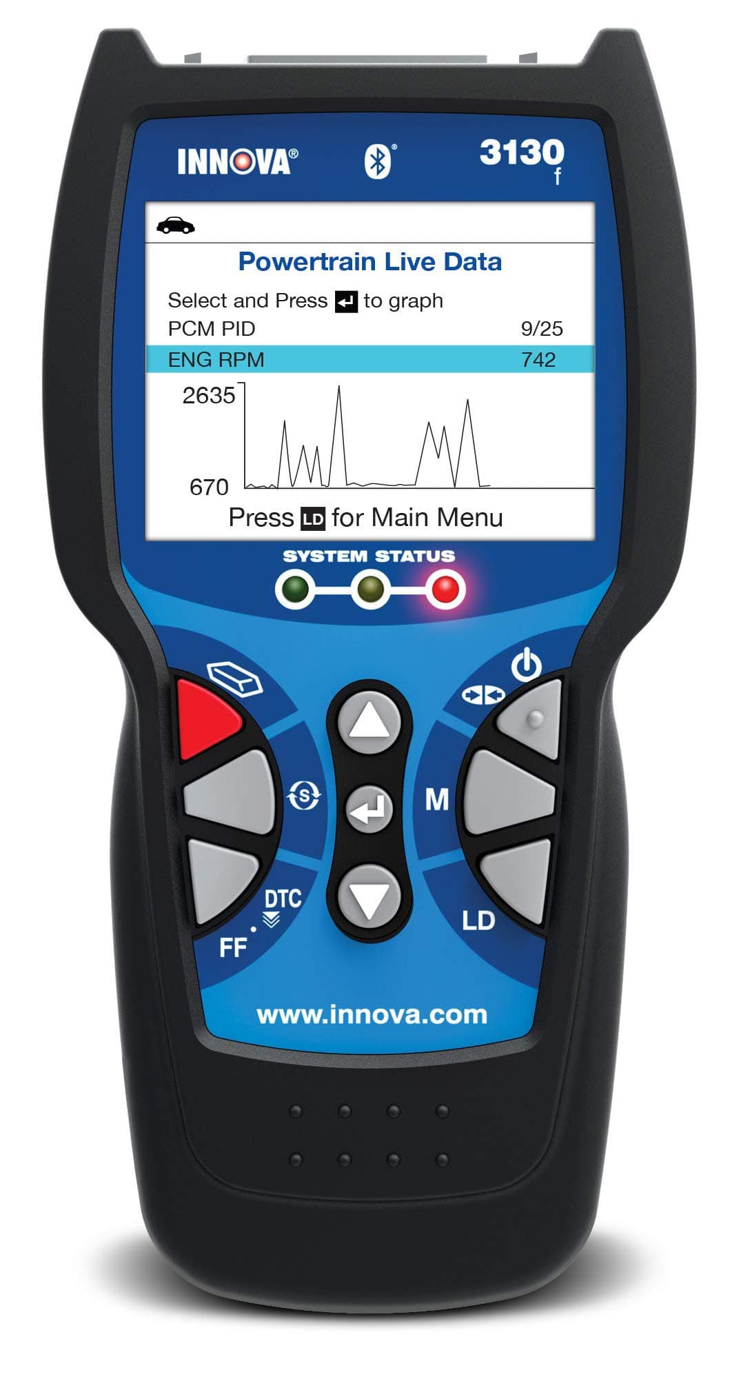 Innova 3130f OBD2 Scanner / Car Code Reader with ABS, Live Data, Battery Reset, and Service Light Reset