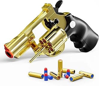 Toy Gun，Soft Bullet Revolver, Game Slingshot Toy Gun, Foam Blaster with Sponge Bullets, for Children Ages 8 and up (Golden)