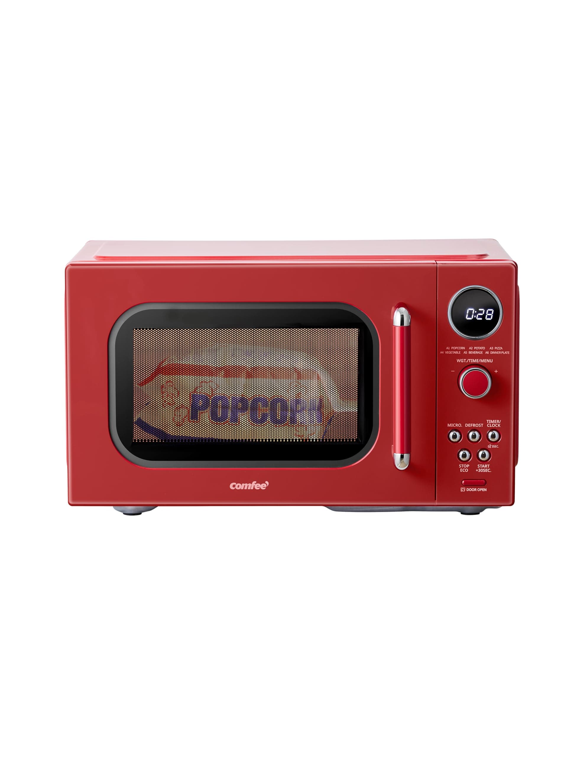 Retro Microwave Oven, Small Microwave with 6 Auto Menus, 0.9 cu.ft Countertop Compact Microwave with Multi-stage Cooking, Mute Function, LED digital, Red/900W, CMO-MMP02AA(RD)